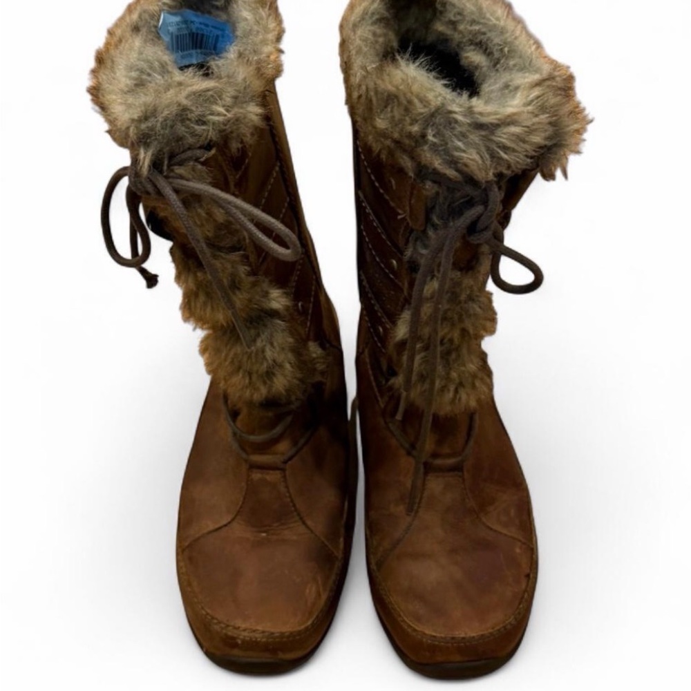 The North Face Abby IV Luxe Winter Boots Brown Leather Fur Women‎ 6